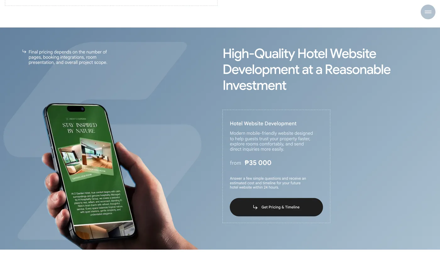 Screenshot: Pricing block · from ₱35,000